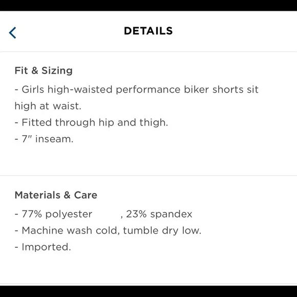 NEW Biker Shorts High Waisted PowerSoft Side Pocket Girl’s XL OLD NAVY - Picture 6 of 16